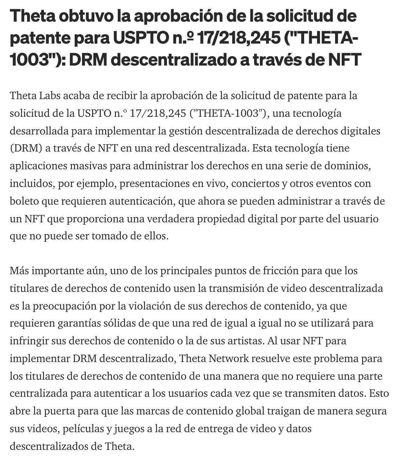 Patente DRM via NFT